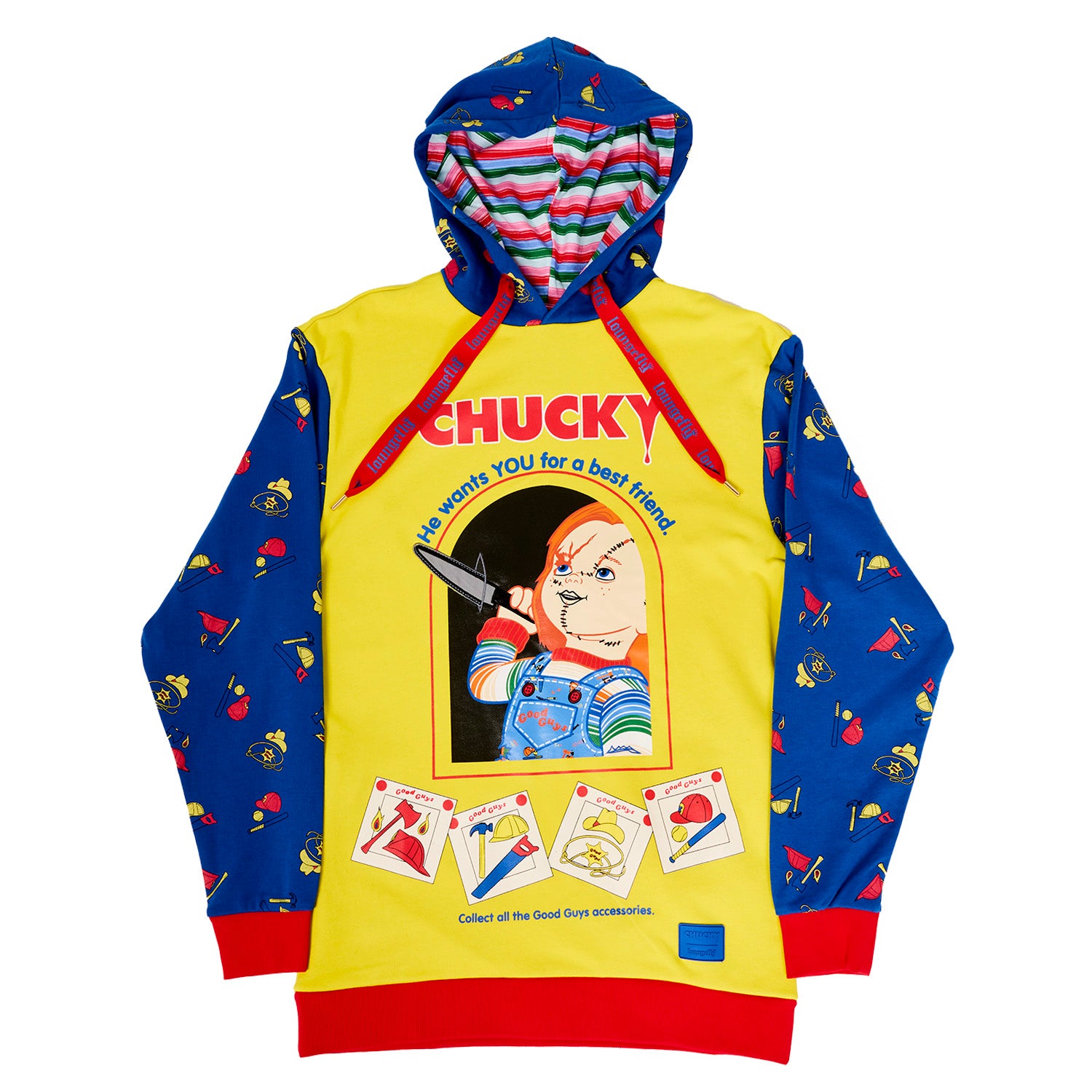 Pull à Capuche Zip Chucky Homme Taille L - Graphique Colorblock - État Parfait Occasion