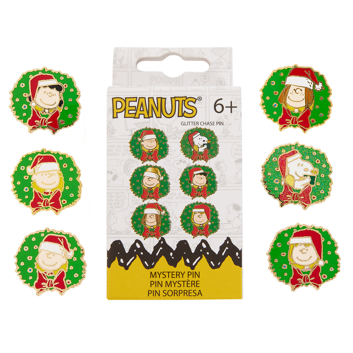 Peanuts Snoopy & Gang Holiday Wreath Loungefly Mystery Blind Box Pin ...
